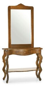 Consolle con specchio in legno tinta noce arte povera (259+260)