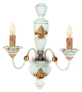 Applique In Legno Classico Avorio Oro 2 Luci Cigno