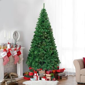 Costway Albero di Natale 210cm con aghi in PVC di alta qualità base di metallo, Abete artificiale per casa ufficio negozi hotel