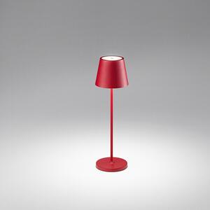Lampada Da Tavolo Esterno Diva Contemporanea Alluminio Rosso Led Luce Calda