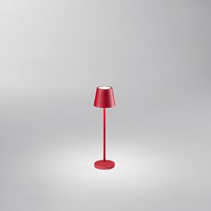 Lampada Tavolo Esterno Mini Diva Contemporanea Alluminio Rosso Led Luce Calda