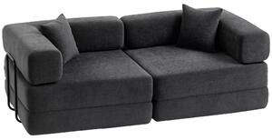 DecHome Divano Letto 2 Posti Moderno in Ciniglia Dimensioni 198x100x69h cm colore Grigio Scuro