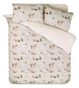 Set copripiumino e federa beige in micropile per letto matrimoniale 200x200 cm Winter Friends – Catherine Lansfield