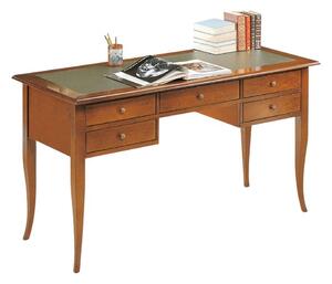 Scrivania in legno arte povera inserto pelle tinta elite 130x65x81