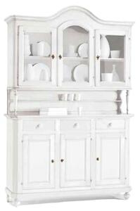Cristalliera 3 porte bianca legno shabby chic l.150x43x228 (1508)
