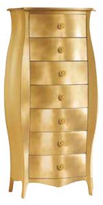 Cassettiera classica in legno bombata in foglia oro 74x37x142 (371)