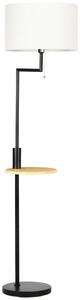 DecHome Lampada da Terra Moderna con Mensola Integrata in Bamb Paralume in Tessuto effetto Lino Base in Acciaio colore Nero/Beige
