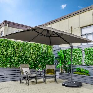 Costway Ombrellone 300 cm per cortile con 3 inclinazioni e rotazione a 360°, Ombrellone da esterno con 8 stecche Grigio