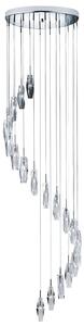 Lampadario Contemporaneo Ghiaccio Scolpito Acciaio Cromo Vetro G4 1,5X20W