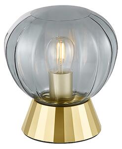 Lampada Da Tavolo Moderna Sydney Base Oro E Sfera In Vetro Fumé 1 Luce E14