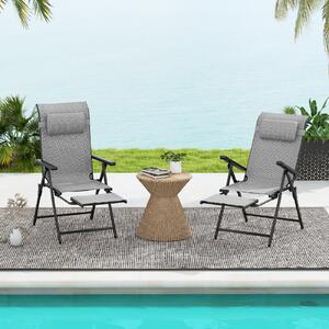 Costway Set sedie reclinabili da patio pieghevoli, Sedie a sdraio con multifunzione per spazi estivi come piscina e campeggio