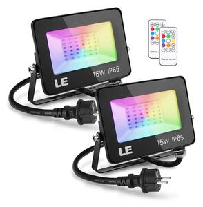 2x Riflettore esterno LED RGB con telecomando 15W IP65