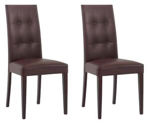 Set 2 sedie moderne in ecopelle 4 bottoni marrone (676)