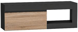 DecHome Mobile TV Moderno 2 Ante 1 Vano a Giorno Dimensioni 140x40x48 cm colore Nero/Legno