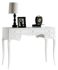 Scrivania classico legno massello 5 cassetti bianco 102x50x80h (1413)