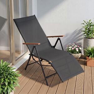 Costway 1 Sedia da giardino reclinabile con schienale regolabile a 6 posizioni e tessuto traspirante, Lettino prendisole pieghevole portata 150 kg Nero