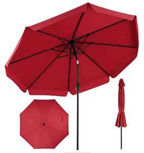 Costway Ombrellone da giardino con 8 costole palo in metallo parte superiore ventilata, Ombrellone da esterno inclinabile 30° Rosso