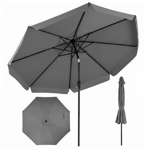 Costway Ombrellone da giardino con 8 costole palo in metallo parte superiore ventilata, Ombrellone da esterno inclinabile 30° Grigio