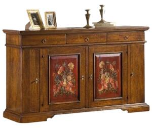 Madia credenza in legno 4 porte noce antico con decori 201x 52 x114 (1420)