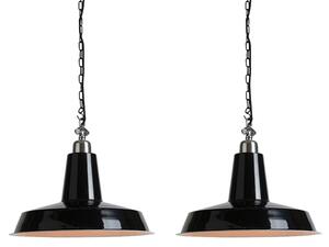 Set di 2 lampade a sospensione industriali nere - WARRIOR