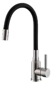 Alveus Mintas - Miscelatore per lavello con braccio flessibile, acciaio inox spazzolato/nero 1144432