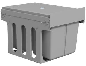 DecHome Pattumiera Sottolavello Estraibile per Mobili con 3 Secchi Rimovibili e Piano Superiore 31 Litri colore Grigio Chiaro