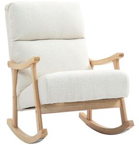 DecHome Poltrona a Dondolo Moderna in Velluto Teddy Dimensioni 65x90x98 cm colore Crema
