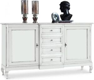 Madia credenza legno 2 porte 4 cassetti bianco 201 x 52 h 113 (1422)