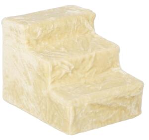 AllMyPets Scala per Cani 3 Gradini Scaletta per Cani e Gatti di 4.5 kg in Velluto Sfoderabile e Lavabile colore Beige