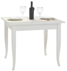Tavolo classico fisso legno bianco opaco 90x90 (1239)