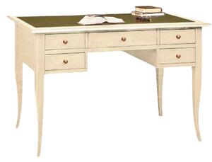 Scrivania arte povera pelle legno avorio 130x65x81
