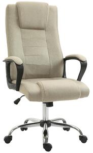 Icon Space Sedia da Ufficio Ergonomica Inclinabile Girevole con Poggiatesta in Tessuto Effetto Lino colore Beige