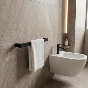 Porta Salviette Da Bidet Materiale Ottone e ZAMA CM30 LAPIANA Dimensioni 30x7x h 3.5 cm in verniciato nero opaco Made In Italy