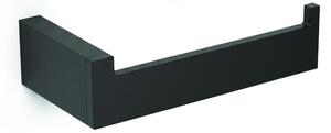 Portarotolo di carta igienica LAPIANA in acciaio inox lucido 7x14xh3,5 cm fissaggio a muro con viti e stop, verniciato nero opaco Made In italy