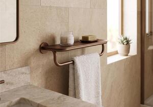 Mensola Galleria 65 cm con porta asciugamani Serie LIGNO Dimensioni 65x12 x h 12 cm verniciato bronzo opaco made In Italy