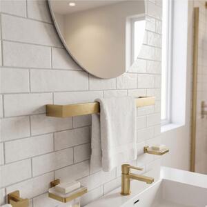 Porta Salviette Ottone e ZAMA CM 45 LAPIANA dimensioni 45x7xh3,5 cm finitura oro spazzolato opaco fissaggio a muro con viti e stop Made In Italy