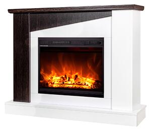 Camino Elettrico da Pavimento 90x115x27 cm Effetto Fiamma 1500W Gaspar & Lorance Bianco/wenge