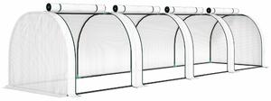 VivaGarden Serra da Giardino a Tunnel in Acciaio e Plastica Impermeabile Anti UV con 4 Porte 395x100x80 cm colore Bianco