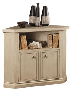 Porta tv 2 in legno shabby ad angolo avorio patinato 70x70x75