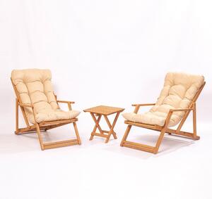 Set da giardino in legno di faggio in colore crema-naturale per 2 persone - Floriane Garden