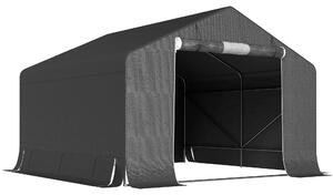 VivaGarden Gazebo da Giardino Tenda Garage Moto Bici 3x3 m Impermeabile in PE e Metallo con Porta Avvolgibile colore Grigio Scuro