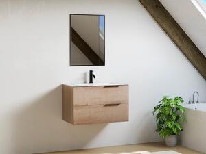 Mobile bagno sospeso con lavabo da incasso - Legno chiaro naturale - 80 cm - NISAYA
