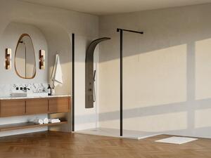 Parete per doccia walk-in con anta girevole Nero opaco Vetro 6 mm (120 + 40) x 200 cm - DAREN