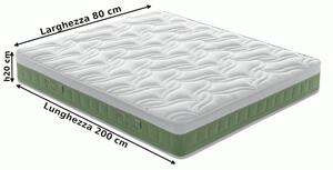 Materasso Singolo IRIS in ACQUAPUR A BASE DI ACQUA dotato di fascia 3 D dimensioni 80x200x h 20 cm ipoallergenico anatomico antiacaro