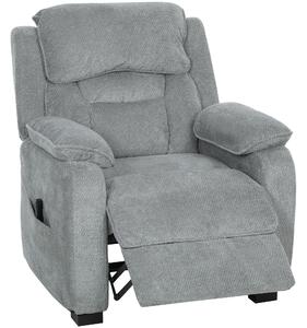 HOMCOM Poltrona Reclinabile 150° con Poggiapiedi, Telecomando e Tasca Laterale, imbottita e Velluto Effetto , 86x90x103 cm, Grigio | Aosom Italy