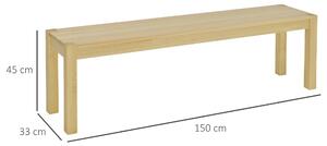 HOMCOM Panca da cucina in legno di pino per 3 Persone, 150Lx33x45cm, color legno