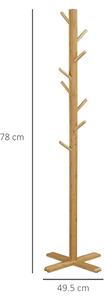 HOMCOM Appendi Abiti da Terra in Legno di bambù con 8 Ganci e Base a X, 49.5x 49.5x 178cm, Naturale