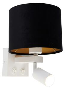 Lampada da parete bianca con lampada da lettura e paralume 18 cm nero - Brescia