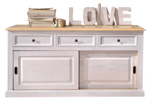 Madia credenza 2 ante scorrevoli 3 cassetti bicolore bianco l.157 p.53 h.80