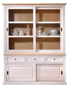Cristalliera 2 porte scorrevoli in legno bianco/naturale l.157 p.53 h.200